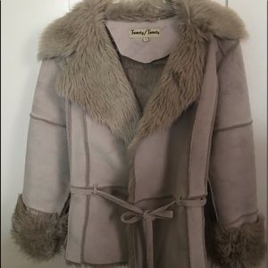 Faux fur and swede jacket